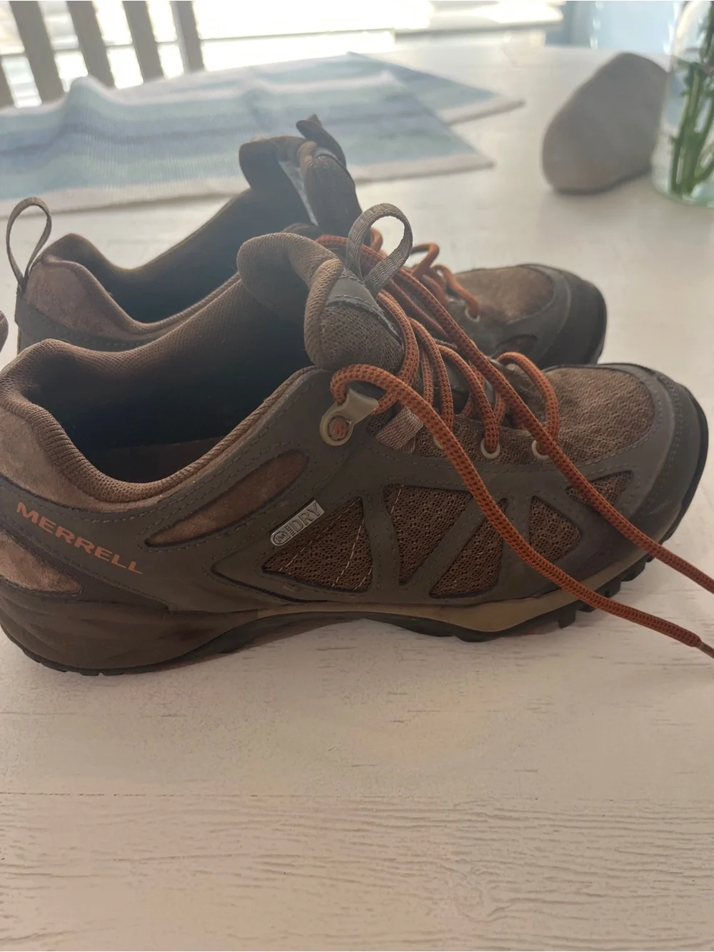 Women’s Merrell Brown Trail Sneakers with Orange Laces